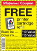 Walgreens Coupons - Free Printer Cartridge Refill Coupon