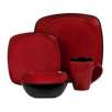 Corelle Hearthstone Stoneware Square 16-Piece Set, Service for 4, Chili Red