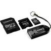 Kingston 1GB micro SD Secure Digital Card w/ miniSD & Full Size SD Adapters and microSD USB Reader