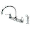 Price Pfister Savannah Double-Handle Kitchen Faucet with White Lever Handles and Side Sprayer