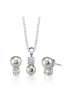 Sterling Silver Celebrity Inspired Bridal Jewelry Stud Earring/Pendant Set w/ Faux Pearl&CZ Diamond