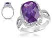 7.50 Carat Created Purple Sapphire & Diamond Ring in .925 Sterling Silver