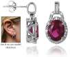 2.90 Carat TW Created Ruby & Genuine Diamond Earrings in .925 Sterling Silver