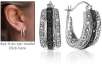 1/4 Carat TW Genuine Black and White Diamond Triple Row Hoop Earrings in .925 Sterling Silver