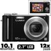 Panasonic DMC-ZS1K 10.1MP 12x optical zoom digital camera w/ memory card, case, & batteries