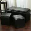 Brown Soho Bench with Tray Table & Ottomans