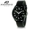 Android AD360AW Decoy Collection Miyota Quartz Die-Cut Dial Black IP Leather Strap 100M Mens Watch