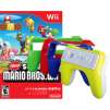 New Super Mario Bros for Wii + 4 Color Coded Horizontal Controllers Bundle